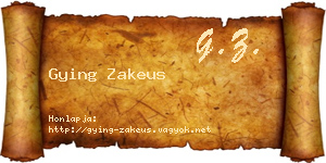 Gying Zakeus névjegykártya